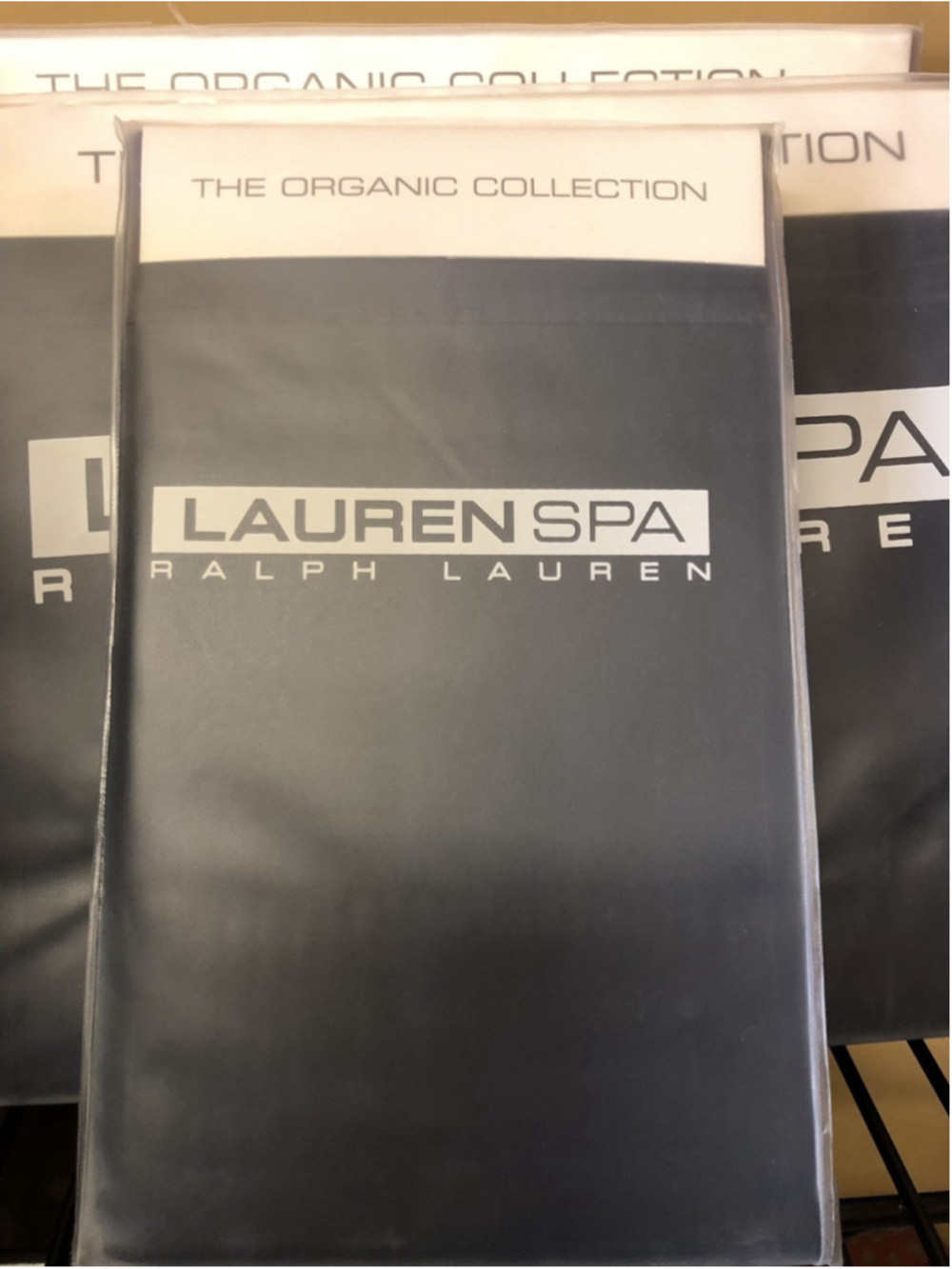 New Ralph Lauren Spa Organic King Pillowcases 400 TC Indigo Blue